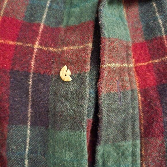 Vintage 80s Wool Plaid Button Up Shirt Mens Size XL Green Shacket - Picture 8 of 8